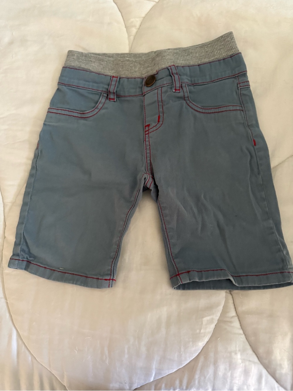 Hoonana of LA Light Blue Stylish Shorts with Gray Waistband and Red Stitching